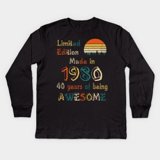 Vintage 1980 Made in 1980 40th Birthday Kids Long Sleeve T-Shirt